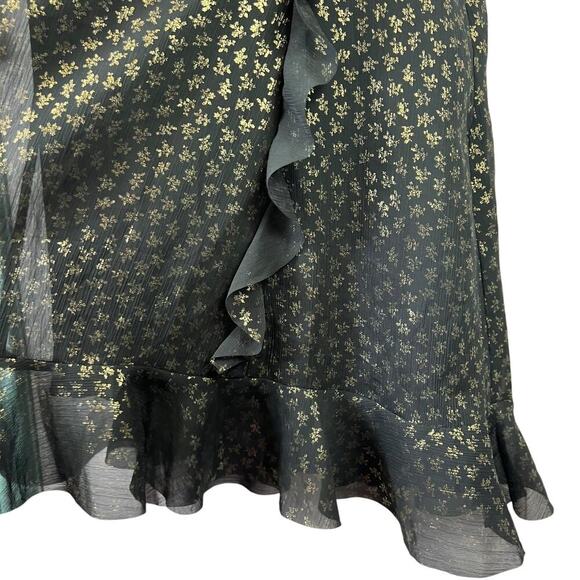 All Saints Derrell Black & Gold Ruffle Dress - Picture 12 of 15